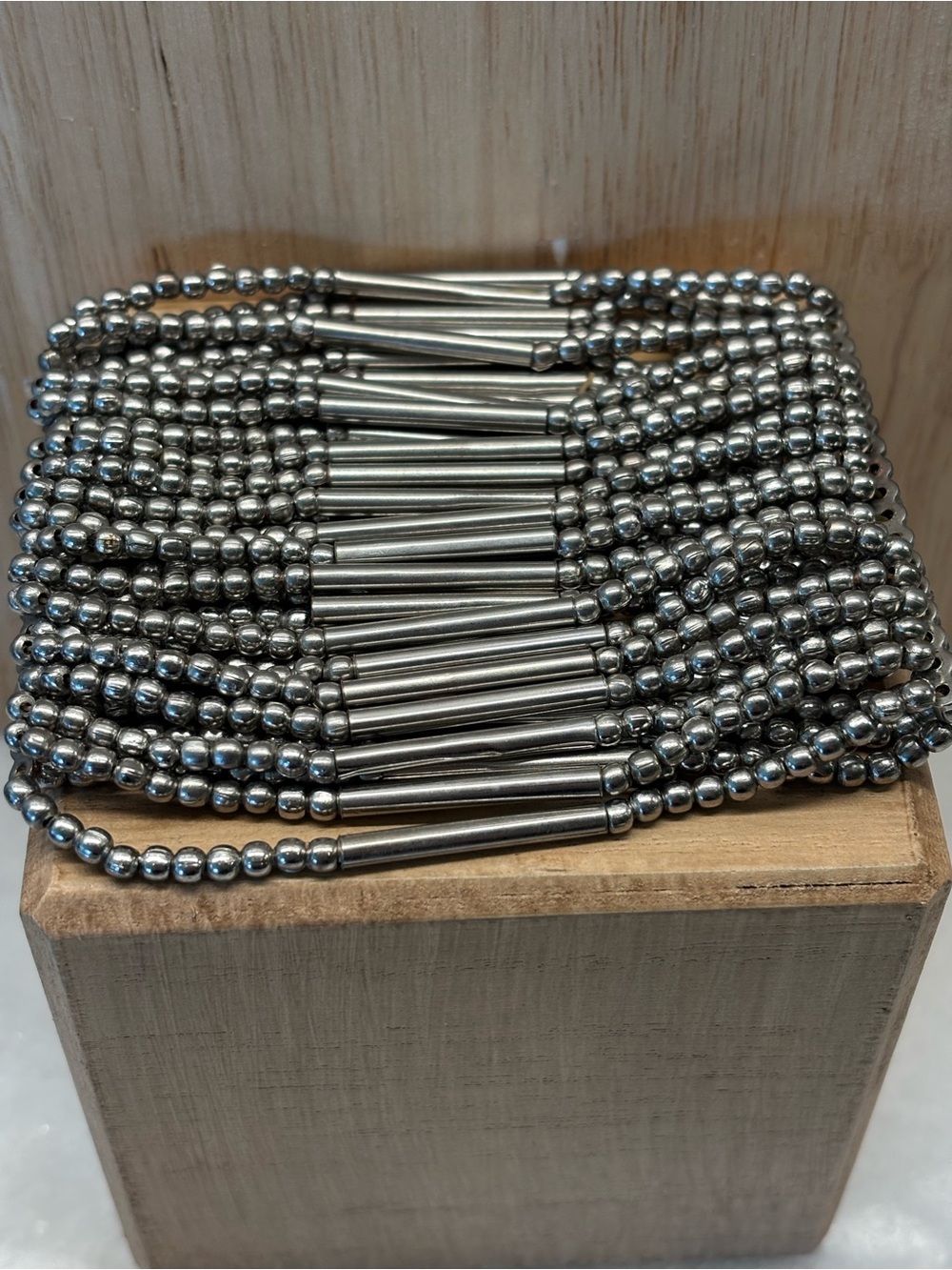 Silver-Tone Multi-Strand Beaded Bracelet